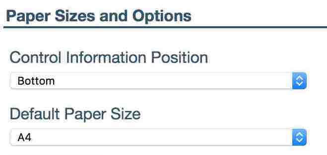 paper size and options
